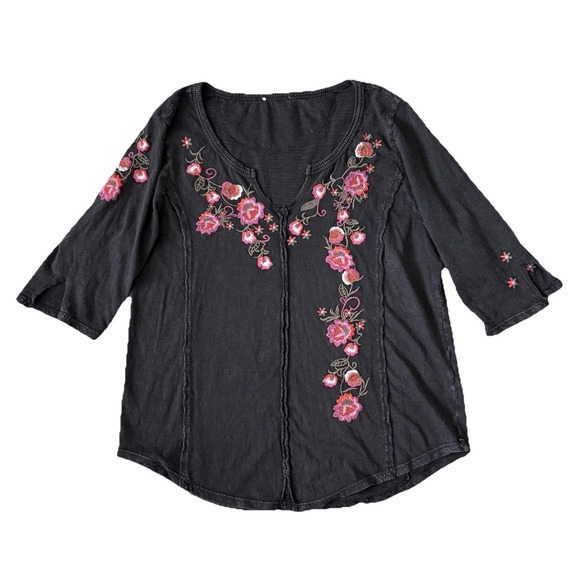 Sundance Embroidered Shirt Womens Medium Dark Floral Boho Fairy Grunge Hippie - Picture 8 of 8